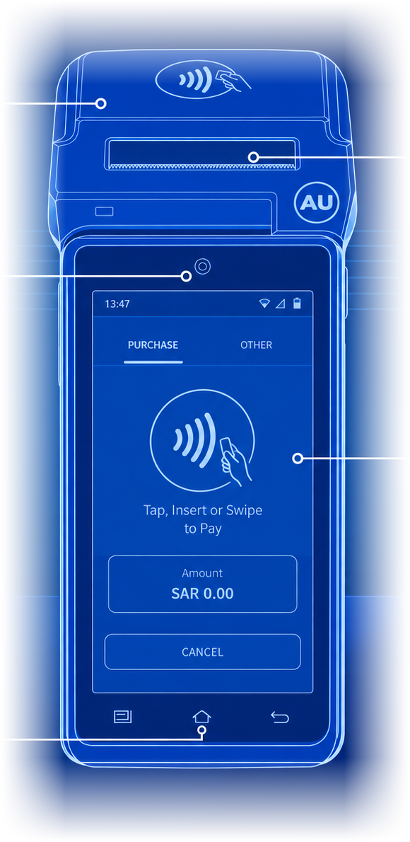 Technical diagram of the AU1 smart payment terminal